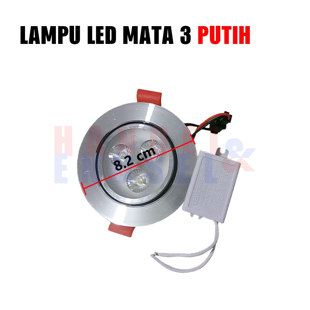 Lampu Spot 3w Led Sorot Downlight 3 Watt 3 Mata 220V 3Watt Hias Plafon Lukisan Tembok tidur