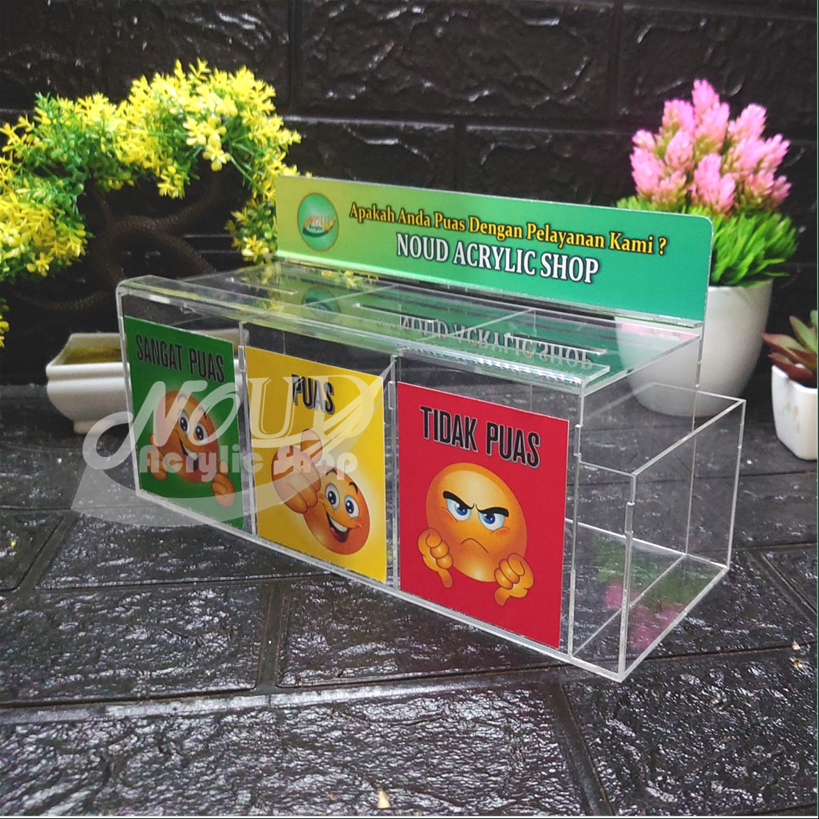 Kotak Saran Acrylic Akrilik 3 Kotak Keren