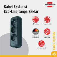 Brennenstuhl Eco-Line Stop Kontak 3-socket Hitam dengan Kabel 1.5m - Desain Ergonomis & Tahan Lama