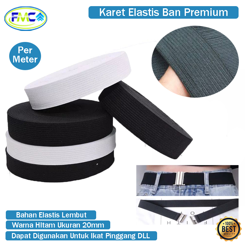 Karet Elastis Hitam 2cm Elastic Karet Ban Kolor Celana Ikat Pinggang Karet Elastis Premium Serbaguna Harga Permeter Murah Kebutuhan Menjahit