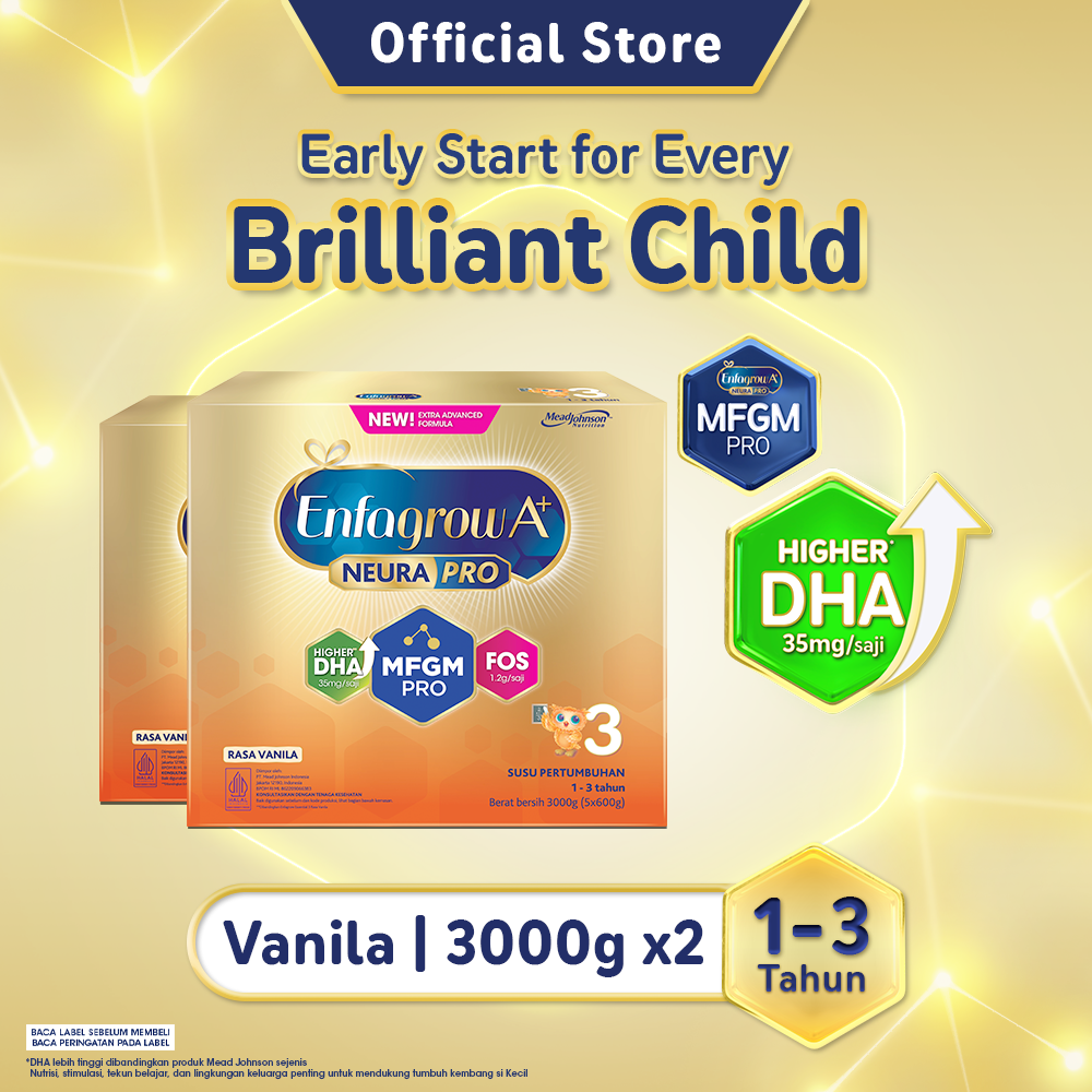 [Paket isi 2] Enfagrow A+ 3 Susu Formula 1-3 Tahun Rasa Vanila 3000gr