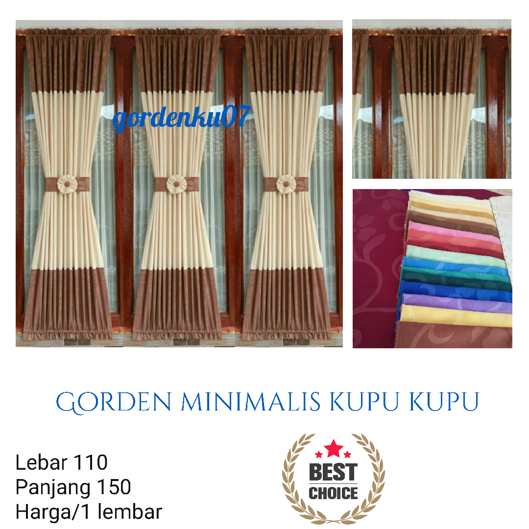 Gorden/Korden/Hordeng minimalis kupu kupu jendela dan pintu ukuran 110 cm warna coklat hijau gorden/korden/hordeng minimalis kupu kupu jendela pintu ukuran 110 cm warna coklat hijau