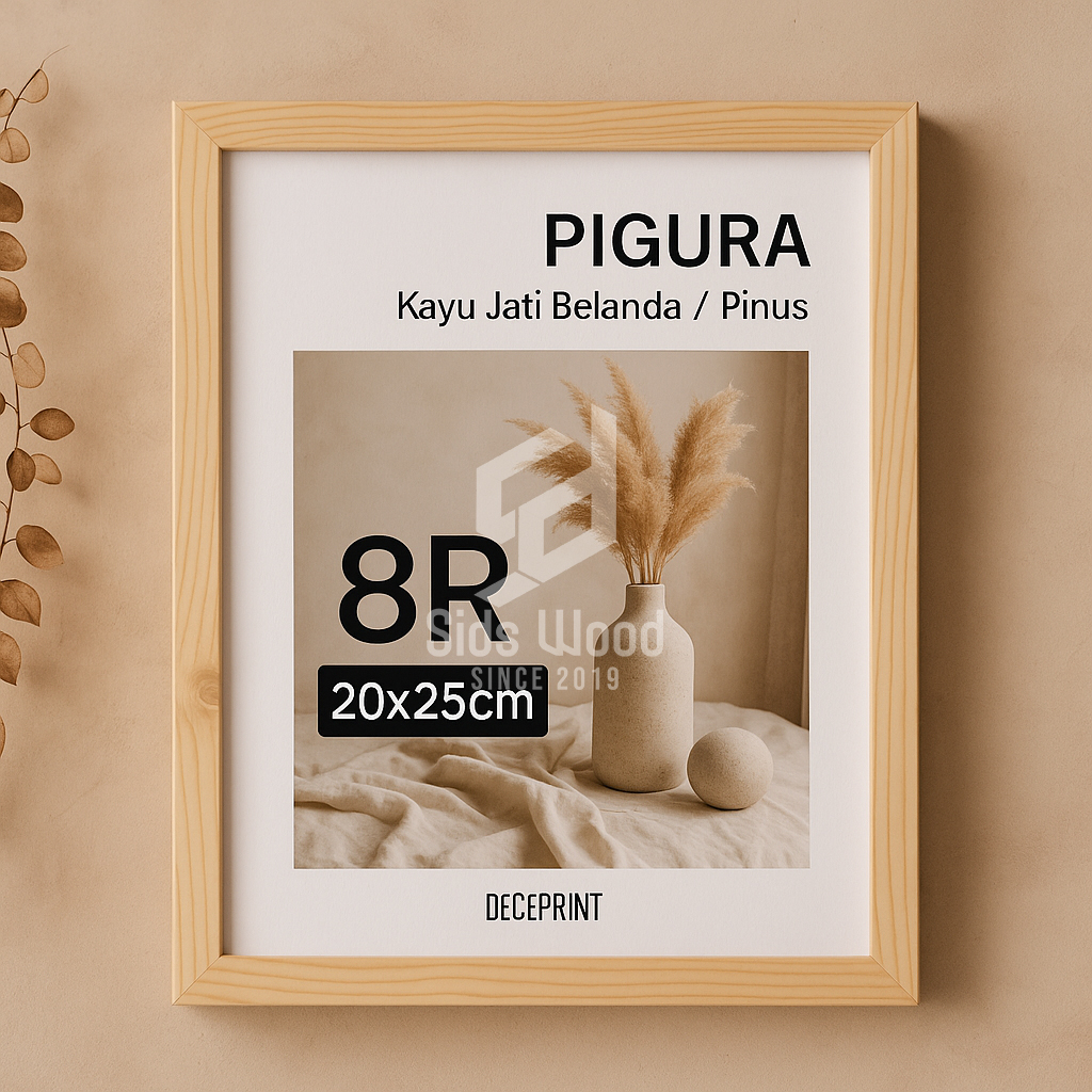 SidsWood [PG8R] Pigura Foto 8R (20x25 cm) – Bingkai Kayu Jati Belanda Natural Handmade