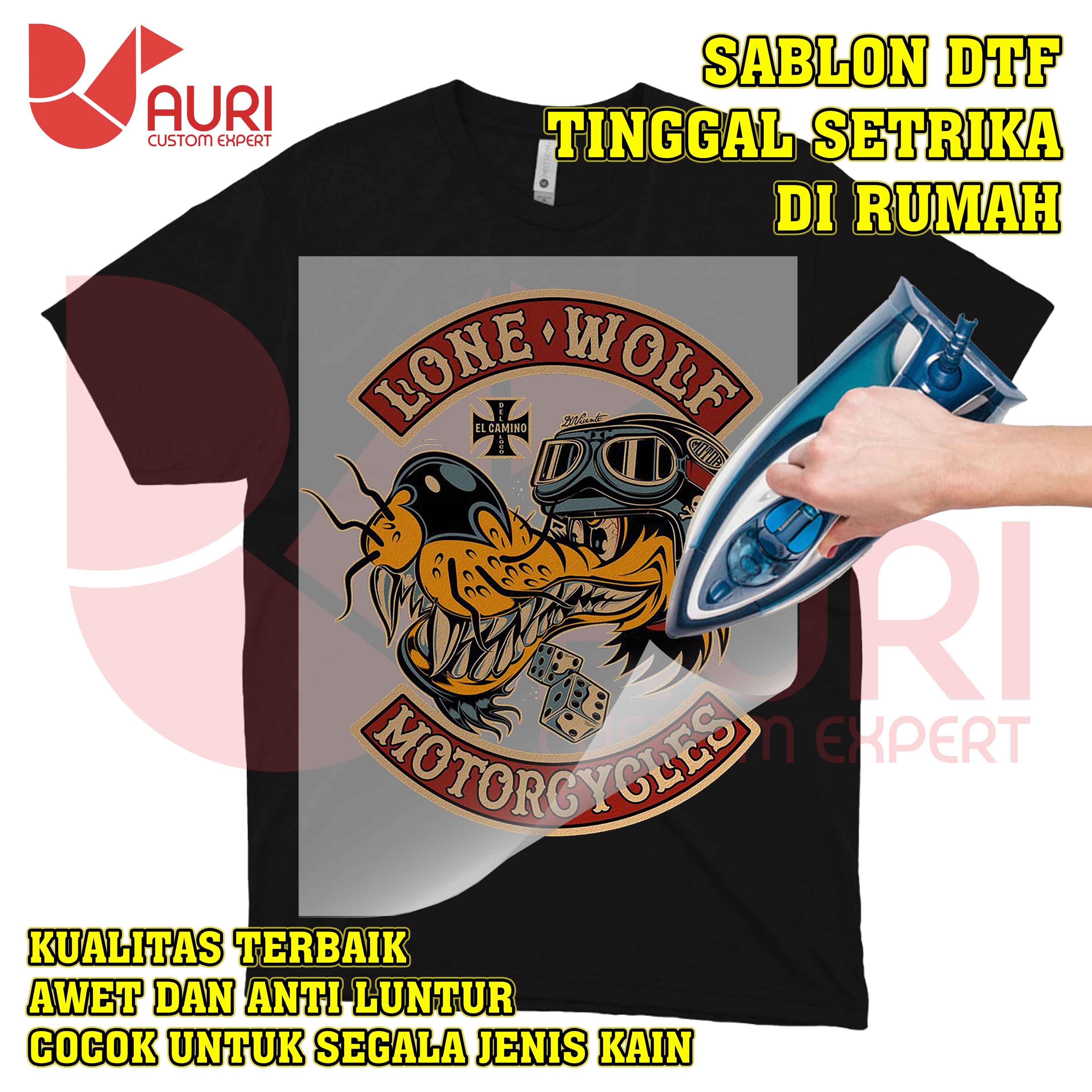 Sablon Custom Satuan Murah Tinggal Setrika Print DTF - LONE WOLF