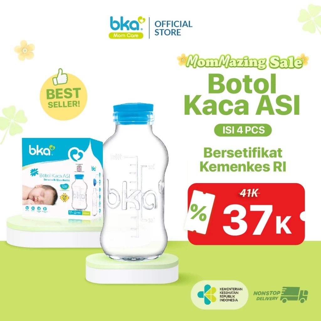BKA Botol Kaca ASI 100ml - Wadah ASI Bersertifikat Kemenkes RI