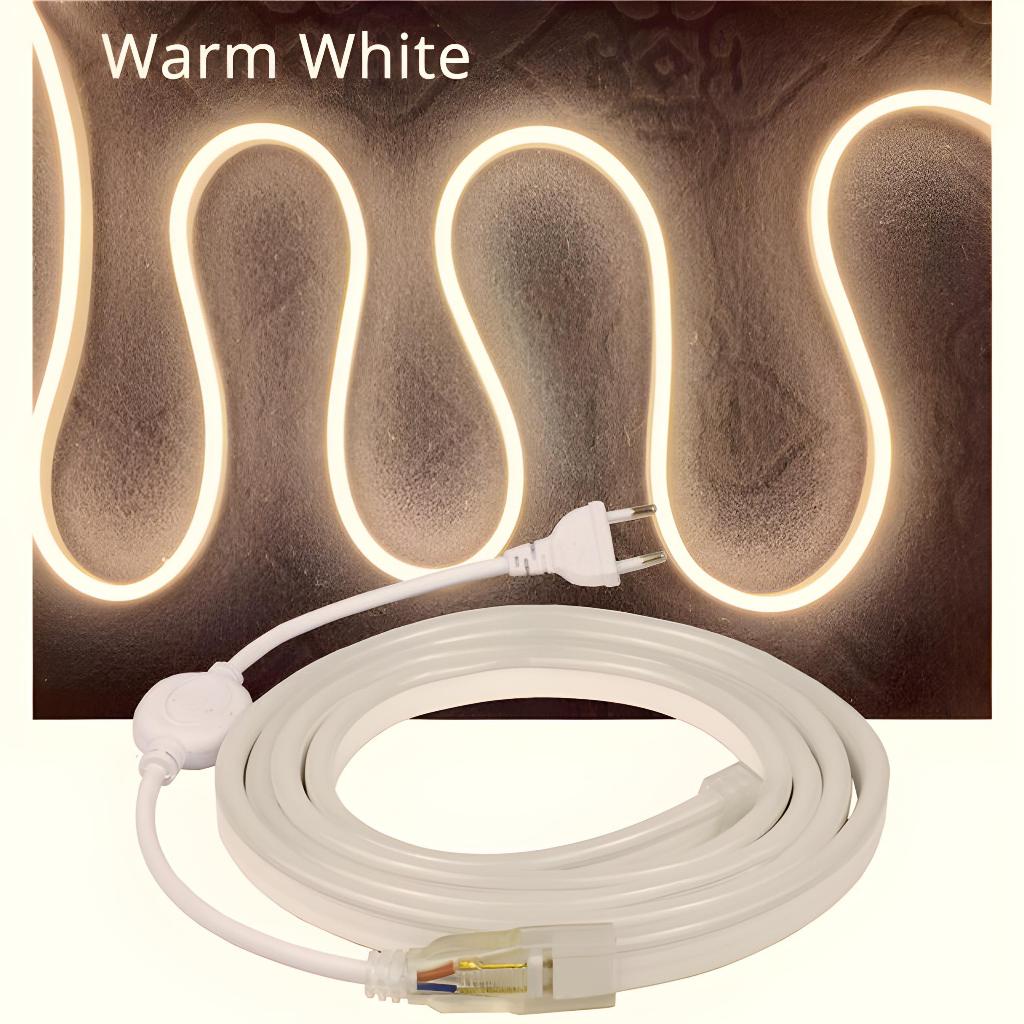 Paket Lampu Dekor Neon Flexible Panjang 1m 2m 3m 4m 5m 5 Led Selang Fleksibel 220v Warna Neon Box Outdoor ip65 strip waterproof tempel dinding