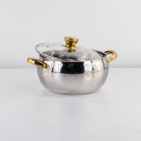 Agogo Soup Pot Panci Sup Ukuran 20-24cm Stainless Steel Silver & Gold