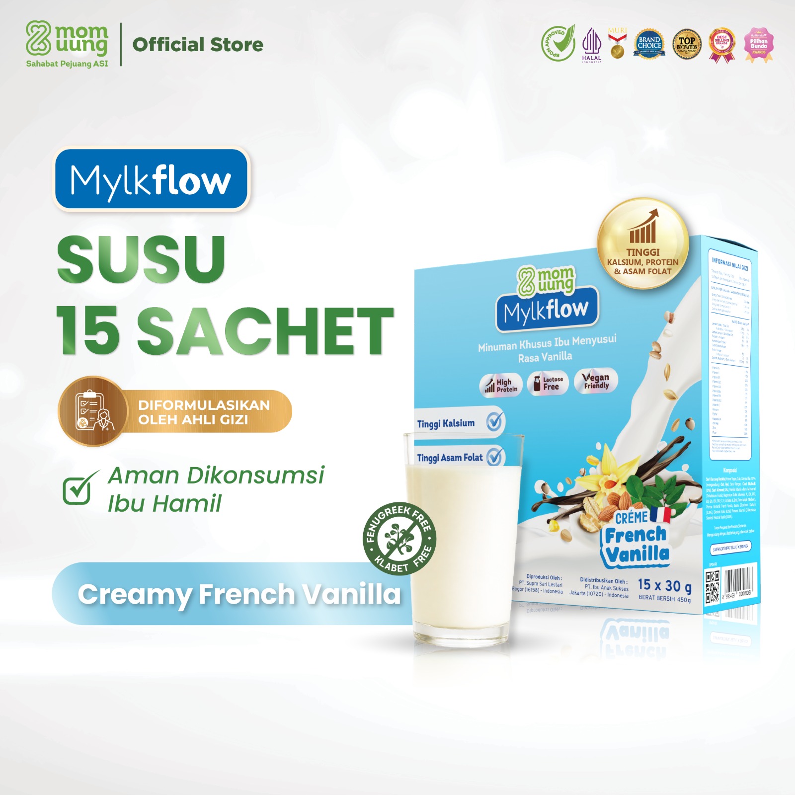 [ISI LEBIH BANYAK] Mom Uung NEW Susu Mylkflow (15 Sachet) Belgian Choco / French Vanilla / Tokyo Creamy Banana - ASI Booster Susu Pelancar ASI