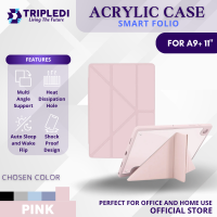 TRIPLEDI Case Acrylic Fold Y For Samsung Galaxy Tab A9+ Plus 11 inch 2023 TD0305 Smart Folio Casing PU Leather Foldable Magnetic Soft TPU Flip Cover Akrilik Shockproof SM-X210 SM-X215 SM-X216B