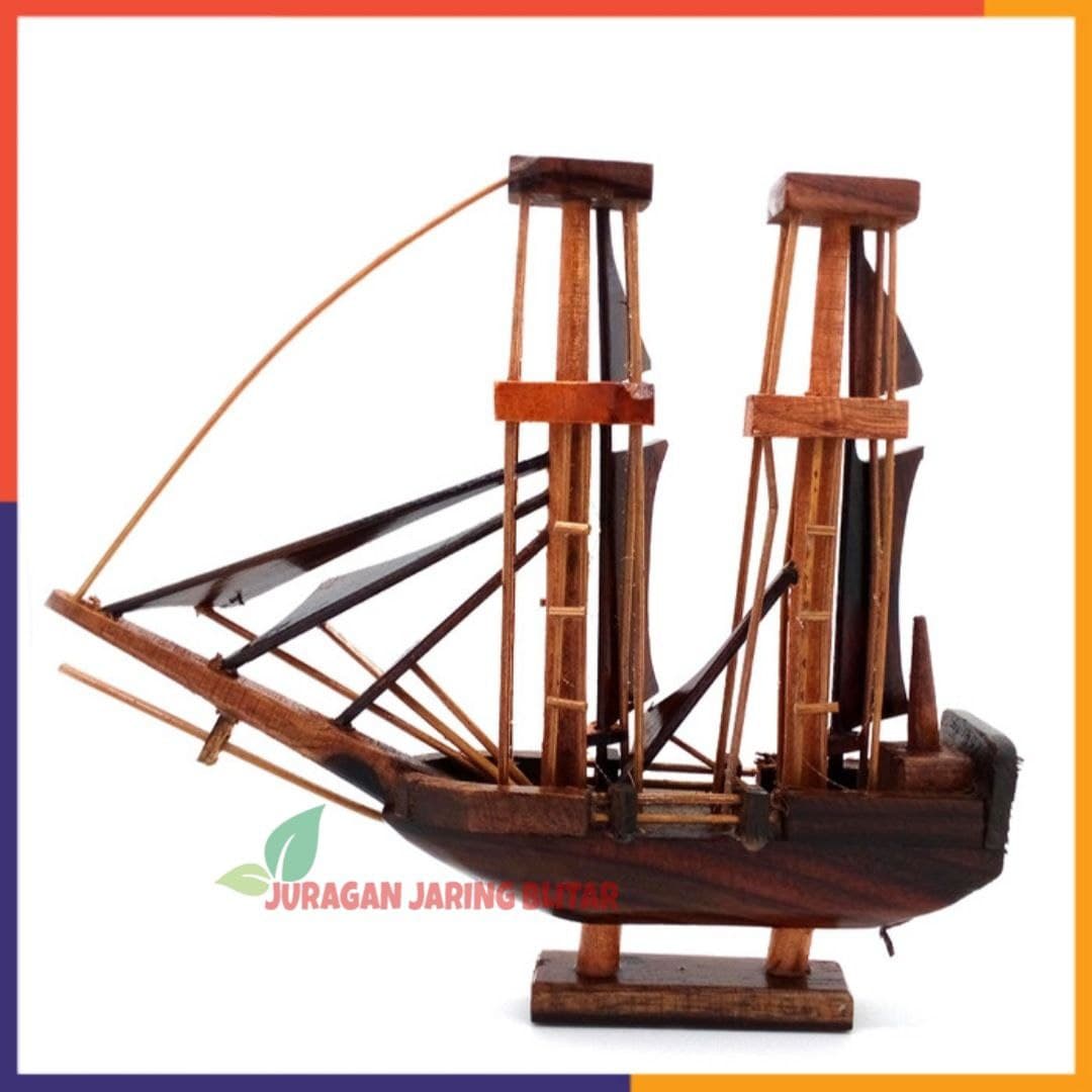 Kerajinan Jogja Miniatur Kapal Prau Pinisi Kayu 23x21x4 cm
