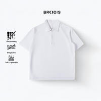 Broodis - Ziptee Active Pique Kaos Polo Zipper Pria Premium Anti Kusut - Grey