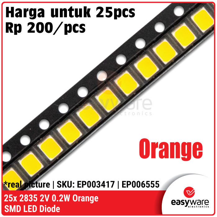 25x LED SMD 2835 Merah/Hijau/Biru/Kuning/Putih/Oranye/Putih Hangat 2835 SMD LED Diode Red/Green/Blue/Yellow/White/Orange/Warm White