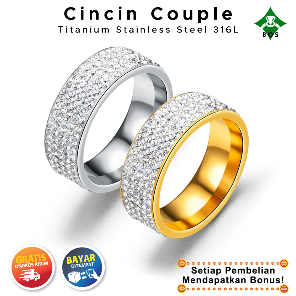 Bayar Di Tempat BOS Cincin Couple Pria Wanita Titanium Tunangan Korea Asli Terbaru 2020 Emas ...