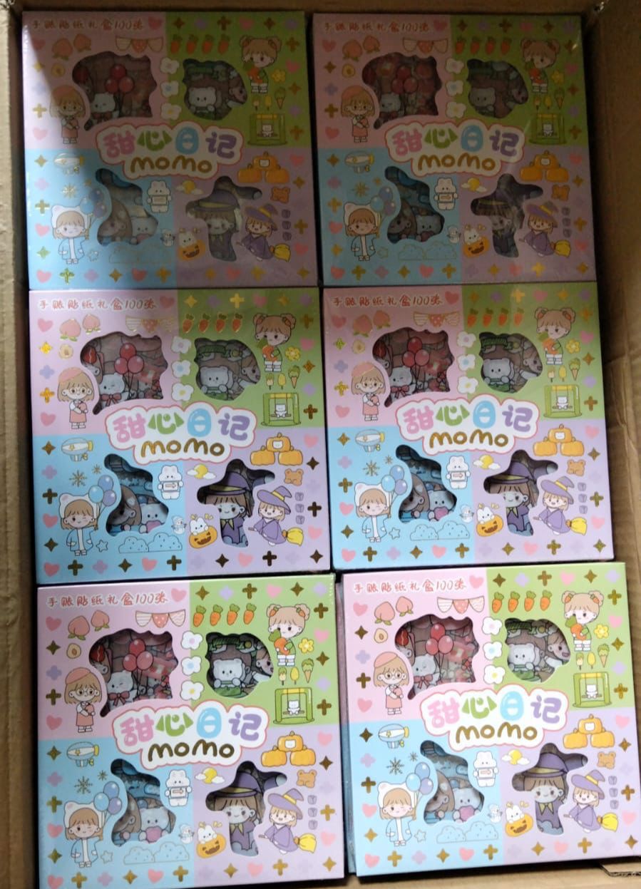 Stiker 2D Motif Kartun Korea / Sticker Plastik Anti Air/ Buku Diary Handbook Scrapbook 100 Pcs