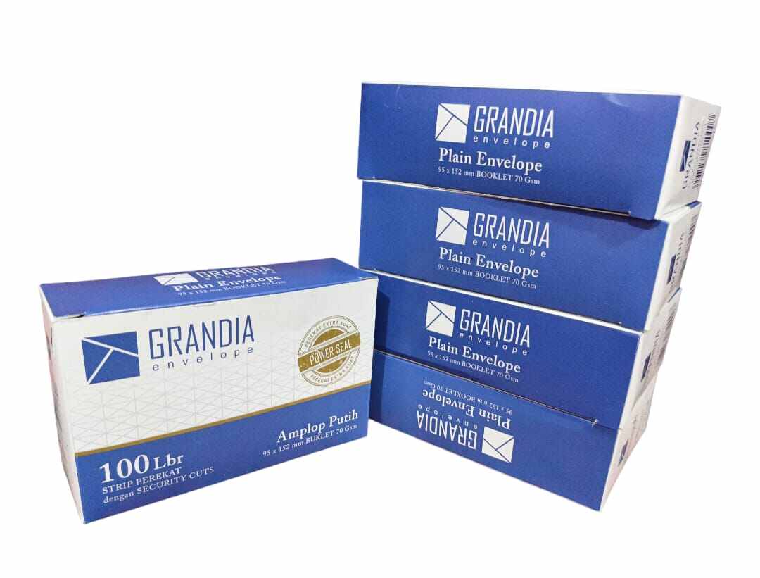 (Paket Grosir ) 5 Pack Amplop Grandia Putih 104 Isi 500 Lembar / Amplop Putih 104 Grandia panjang ukuran 95 x 152mm / sudah ada lem / Amplop Kondangan / Amplop Besar / Amplop Surat / Amplop Banker / Amplop / Cod / Millenium Store