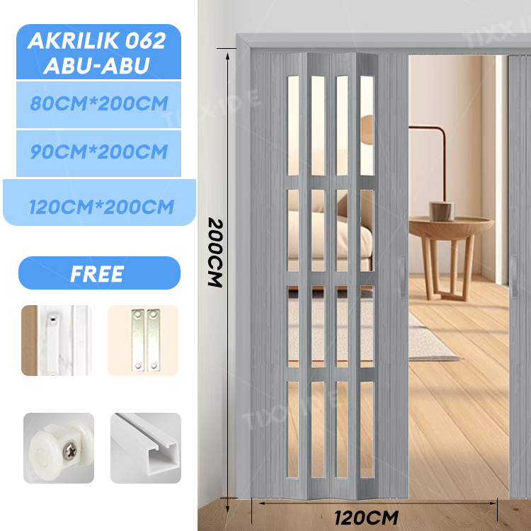 MH Folding Door Acrylic Pintu Lipat Akrilik Geser untuk Ruangan Kamar Tidur Kamar Mandi Dapur Kantor