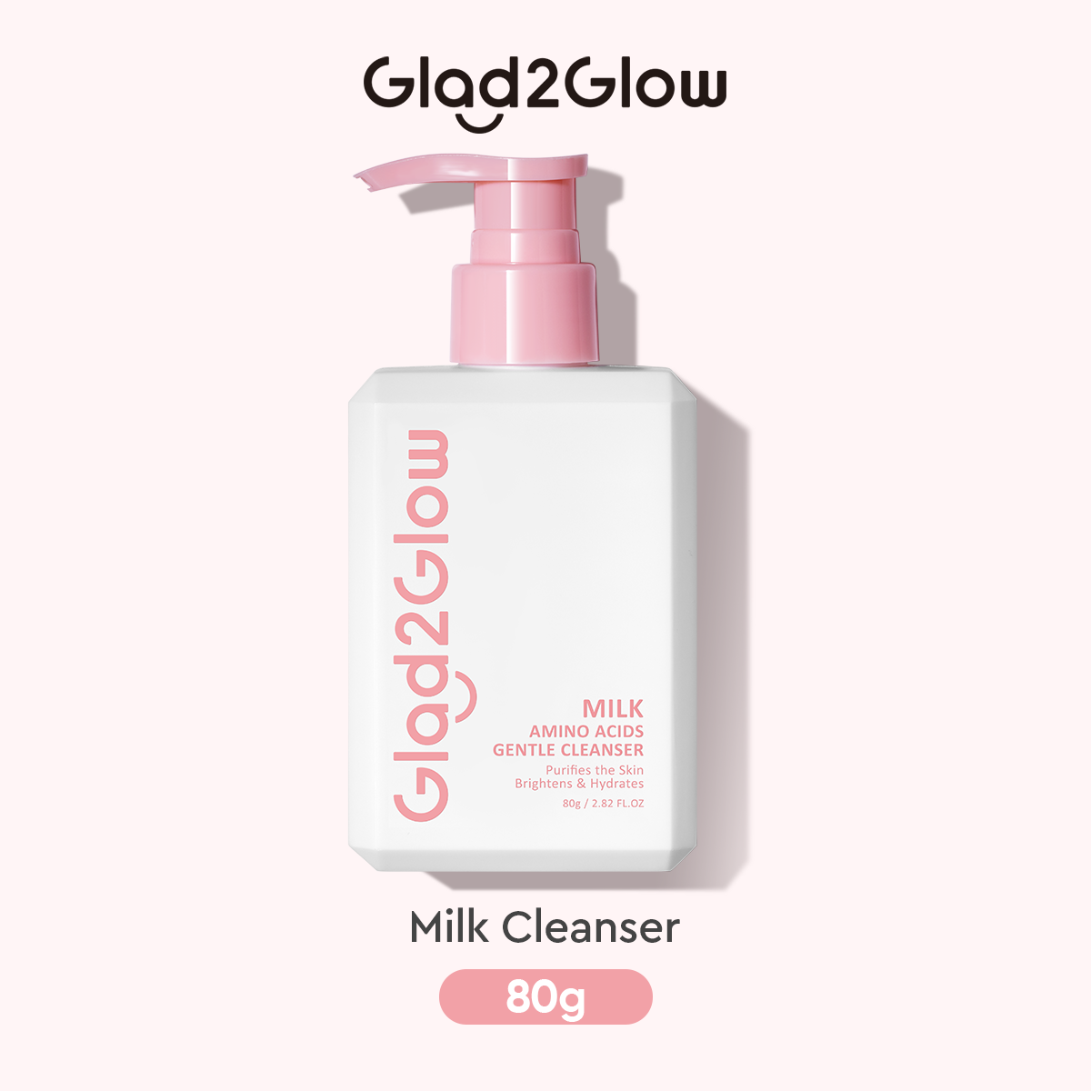 Glad2Glow Milk Amino Acids Brightening Cleanser 80ml Glad2Glow Face Wash Milk Cleanser G2G Cleans...