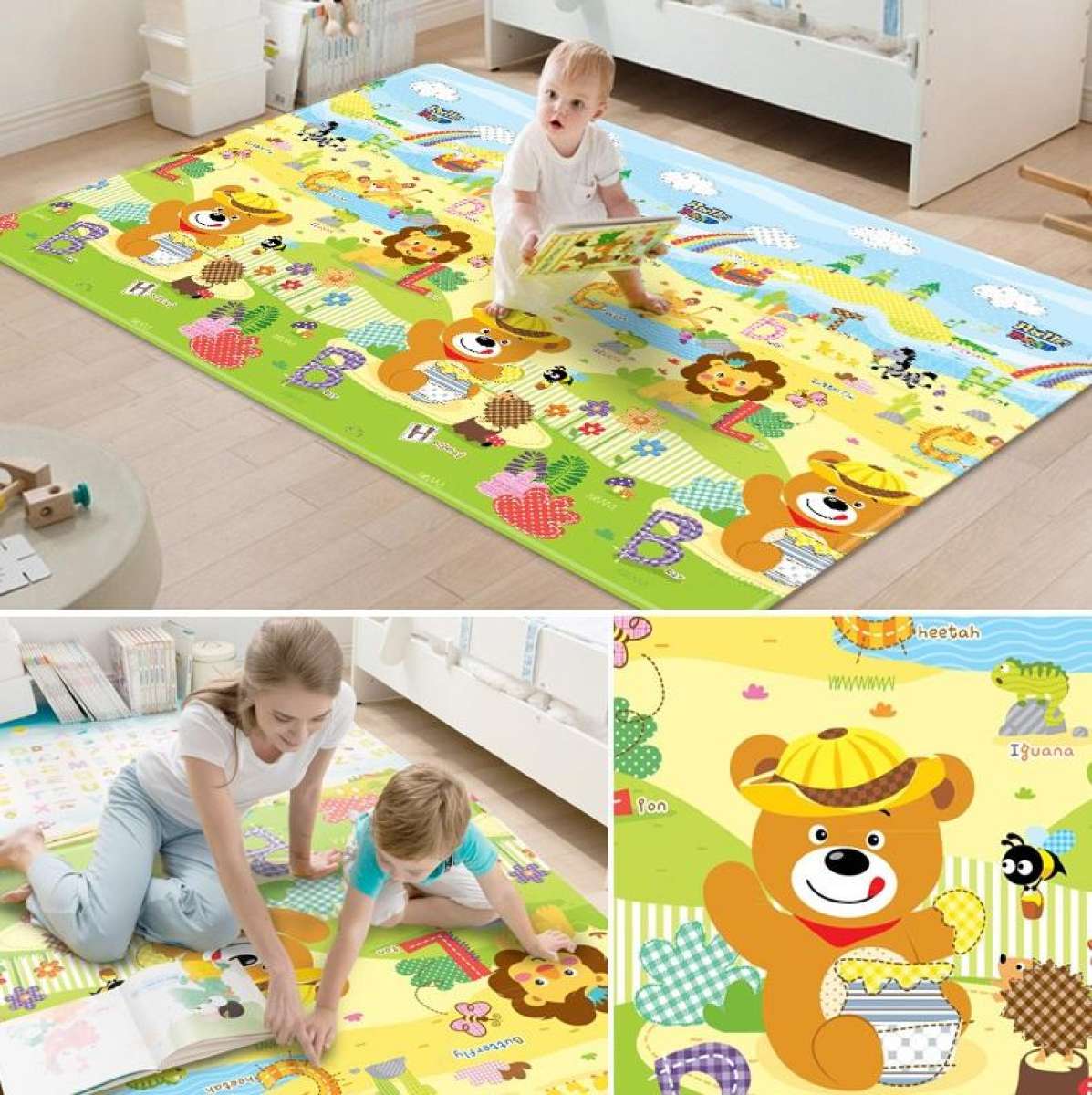 Karpet Lantai Motif Karakter Random untuk Alas Lantai Alas Duduk Alas Tidur Alas Main Anak Piknik Nonton TV Lesehan Anti Air Praktis Bahan Spon Laminate Mudah dibersihkan