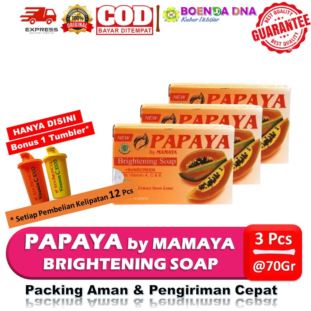 6 PCS MAMAYA SABUN PAPAYA / BRIGHTENING SOAP 70GR / SABUN PAPAYA BATANG BPOM / BISA COD