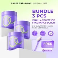 [FREE BRUSH] Grace and Glow Body Scrub Vanilla Velvet Ice Fragrance 250 gr | 2in1 Dual Action Scrub & Body Wash | Lulur Badan Sabun Mandi Exfoliasi Wangi Vanilla Tahan Lama untuk Mencerahkan dan Meratakan Warna Kulit | Exfoliating with AHA + Niacinamide