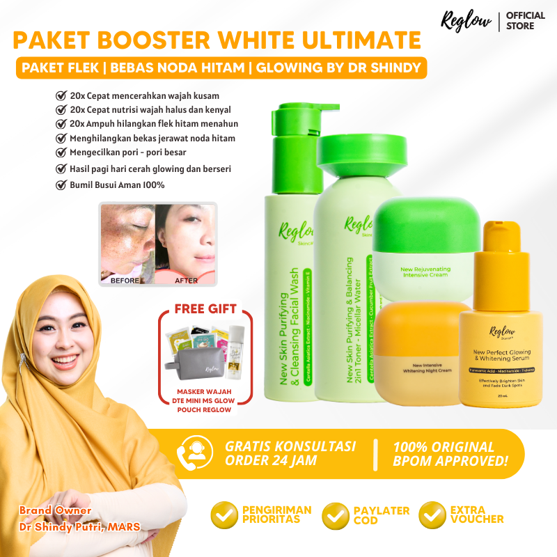 Reglow Paket Skincare Official Dr Shindy Pencerah Wajah Kusam Memudarkan Noda Flek Hitam Mencerah...