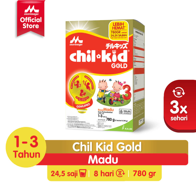 Morinaga Chil Kid Gold Susu Formula Pertumbuhan Anak Usia 1-3 Tahun Madu 780gr