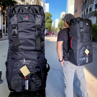 PALAZZO Ransel Multifungsi Tahan Air Kapasitas Besar 70L Warna Hitam dengan Aksen Merah untuk Camping dan Outdoor