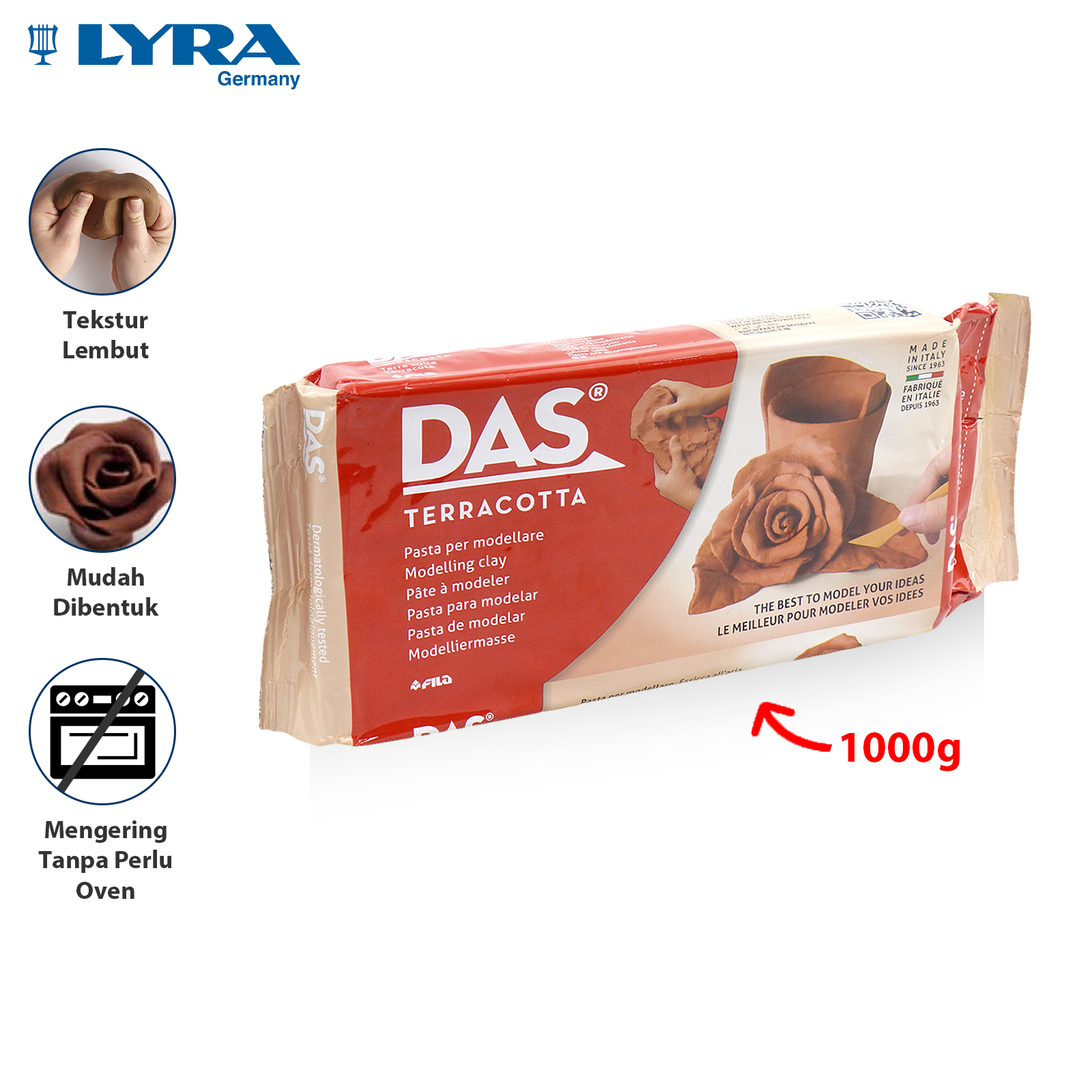 DAS Tanah Liat Prakarya 350-1000G Das Modeling Material Clay Kering Tanpa Oven LYR-387100