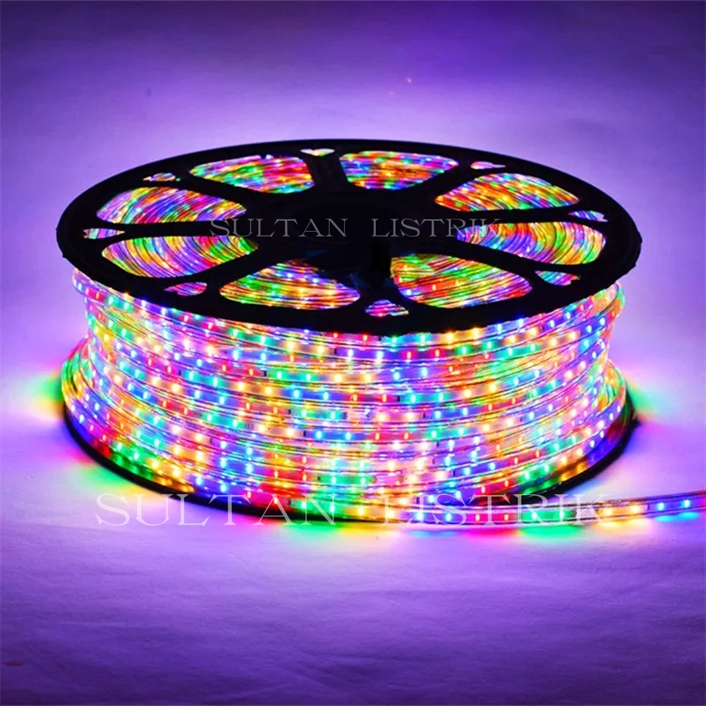 LAMPU LED STRIP MERAH PUTIH & RGB ( PLUS SOKET KEDIP-KEDIP ) AC 220 VOLT / LAMPU AGUSTUS MERAH PUTIH