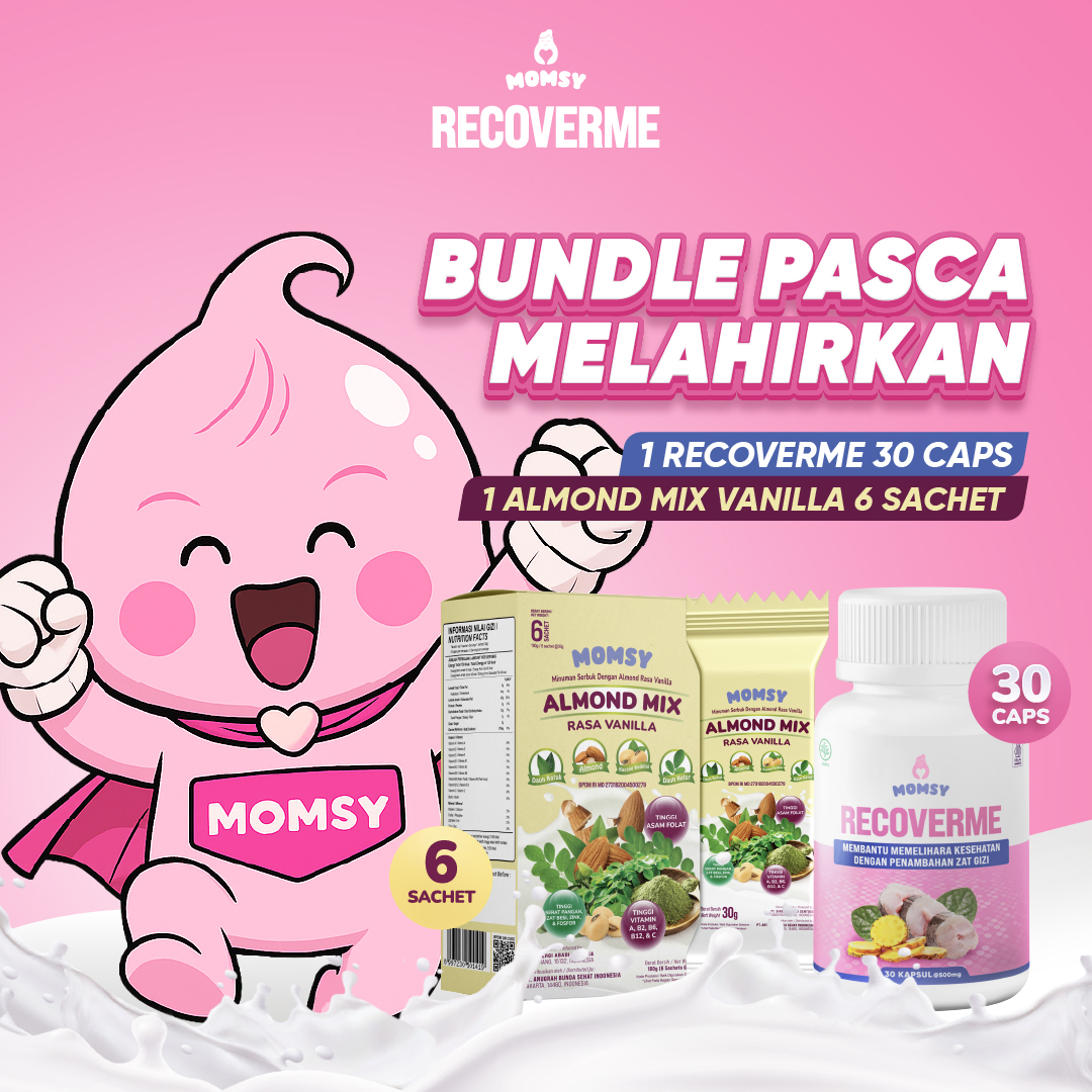 MOMSY RECOVERME [Pemulih Luka Lahiran] Lengkap Dengan 3 Bahan Aktif & Almond Mix Vanilla 6 sachet