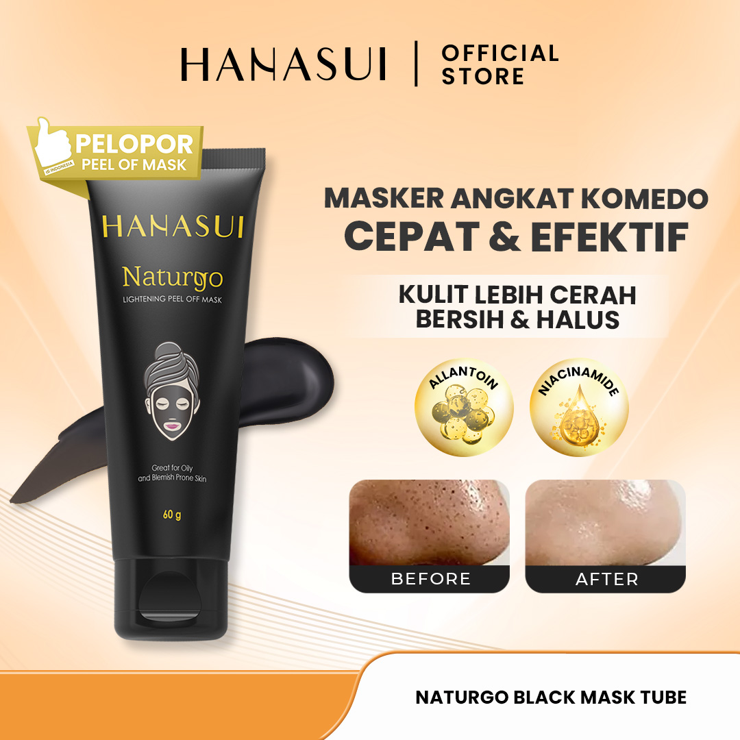 Hanasui Naturgo Black Peel Off Mask Tube - Masker Hitam Angkat Komedo & Sel Kulit Mati Bersih Hal...