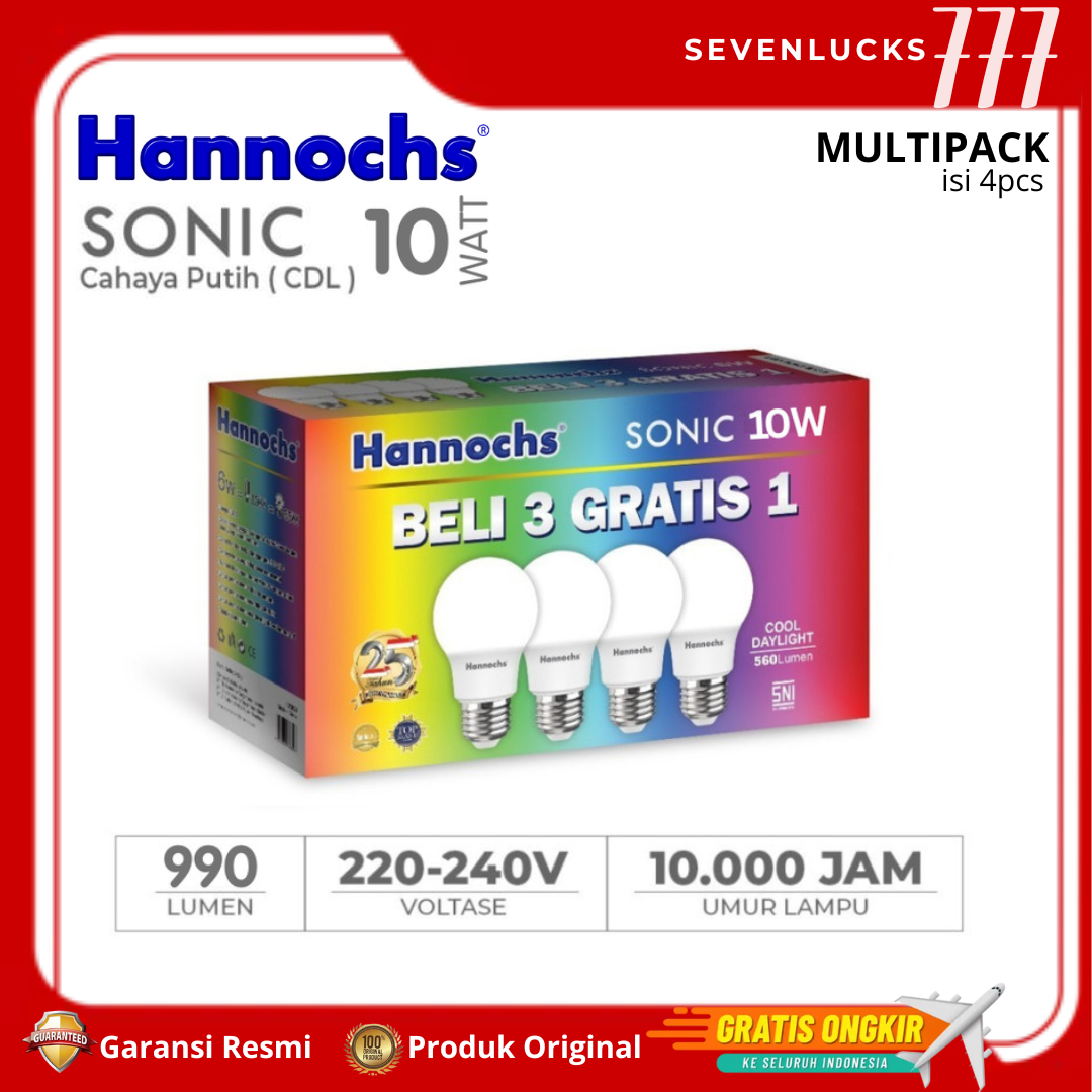 Hannochs Sonic PAKET 4 in 1 Bohlam Lampu LED 13W 18W 10W 6W Cool Daylight Putih - GARANSI RESMI