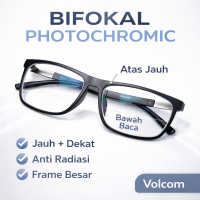 Kacamata Bifokal Photochromic Baca & Jauh Otomatis Gelap Anti Radiasi Usia 40 Optik Asli Ori
