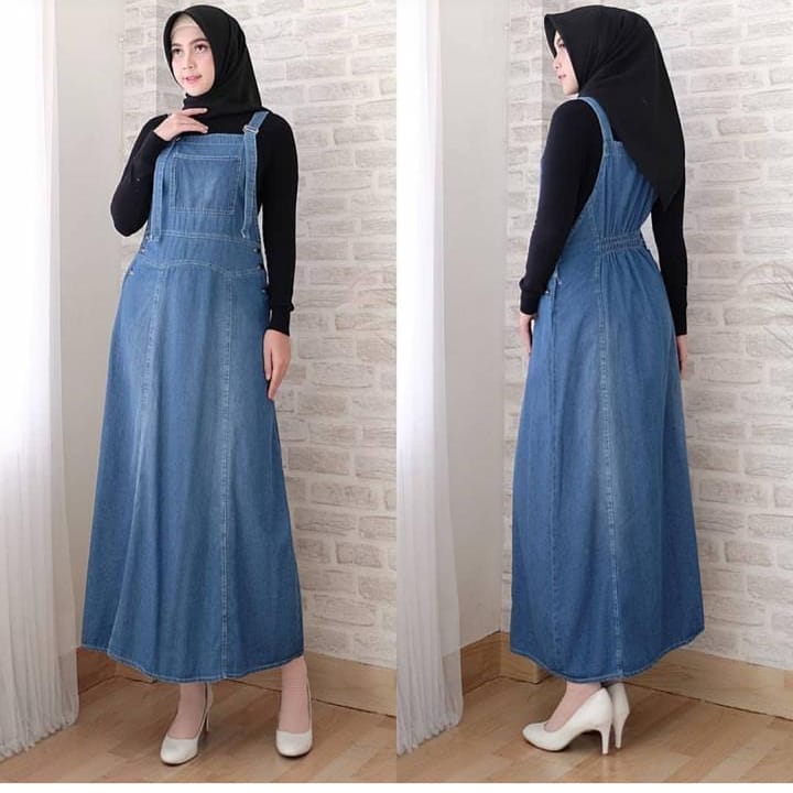 Baju Muslim Modern CRINKLE OVERALL JEANS ( HANYA OVERALL ) Overall Wanita Terbaru 2020 Playsuit Wanita Jumpsuit Jeans Wanita Kekinian