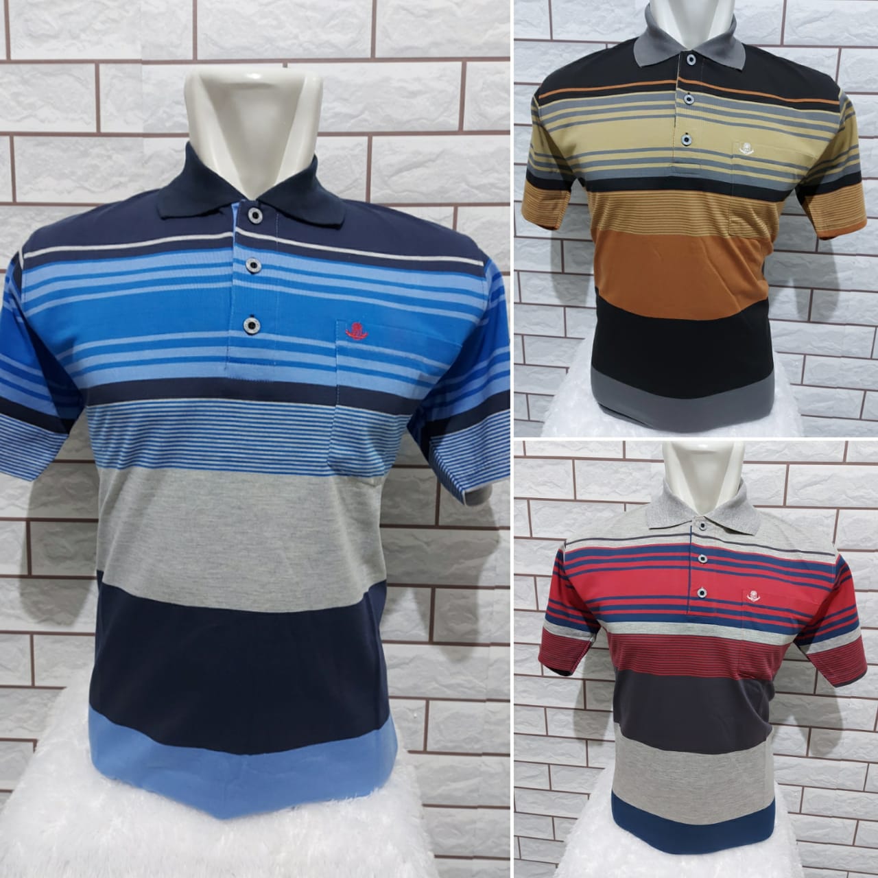M&H fashion I COD - kaos kerah salur pria lengan pendek m&h fashion i cod – kaos kerah salur pria lengan pendek