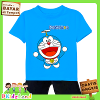 Setelan Kaos Anak Laki Laki Lengan Pendek Motif Doraemon Warna Blue Bahan Adem 1-10 Tahun Dkidzland