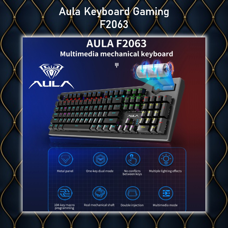 Keyboard Gaming Multimedia Mechanical AULA F2063–RGB Macro Software
