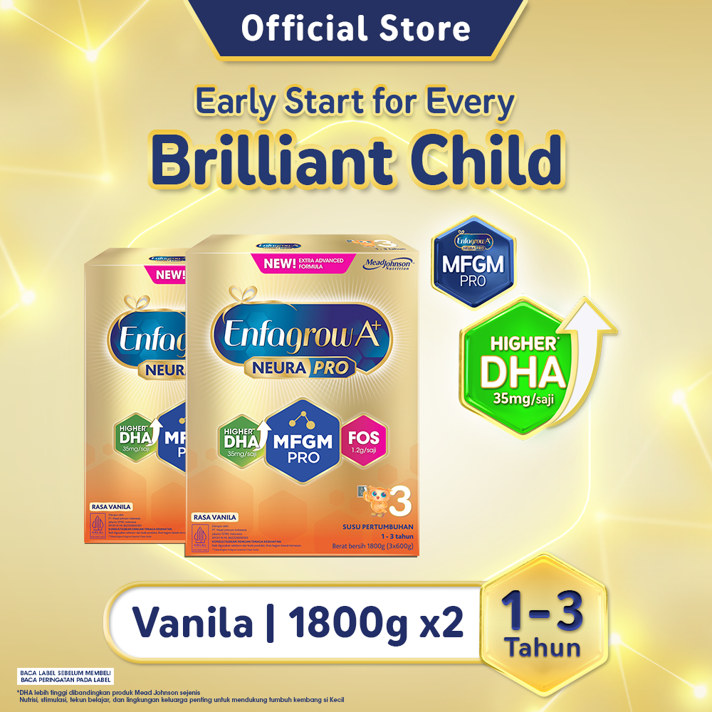 [Paket isi 2] Enfagrow A+ 3 Susu Formula 1-3 Tahun Rasa Vanila 1800gr