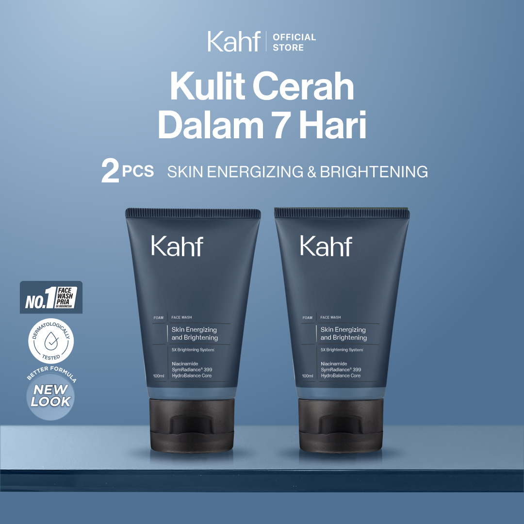 Twin Pack Kahf Face Wash Skin Energizing and Brightening 100 ml - 2 pcs Sabun Cuci Muka Pria Memb...