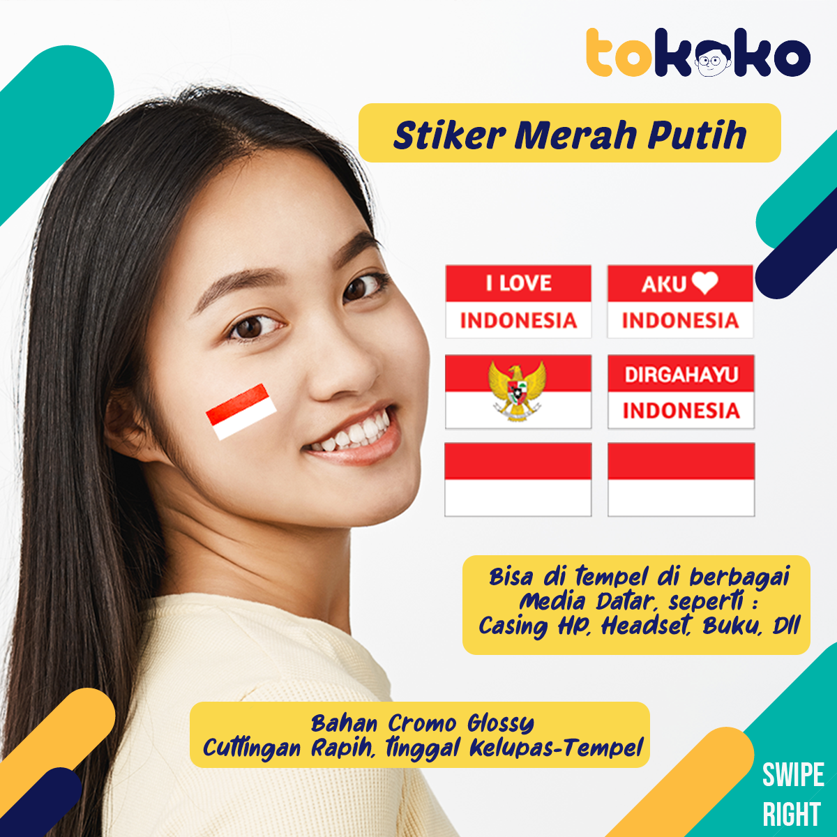 Stiker Pipi Merah Putih Per 48pcs 4x2 cm Stiker Bendera Dirgahayu Indonesia HUT RI 17 Agustusan