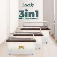 3in1 Spesial Bundle Rovega Kontainer Plastik Premium 45L dengan 4 roda