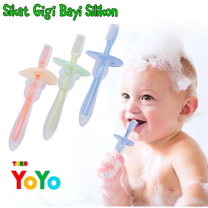 Sikat Gigi Anak Bayi Balita Silikon Lembut aman Baby Silicone Training Toothbrush anti sedak