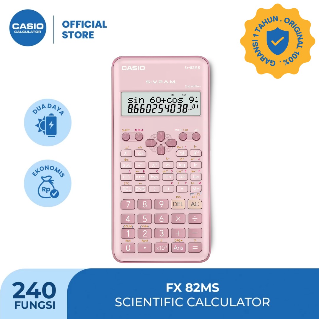 CASIO FX-82MS - Kalkulator Sekolah/Kuliah - Scientific/Saintifik - 240 fungsi