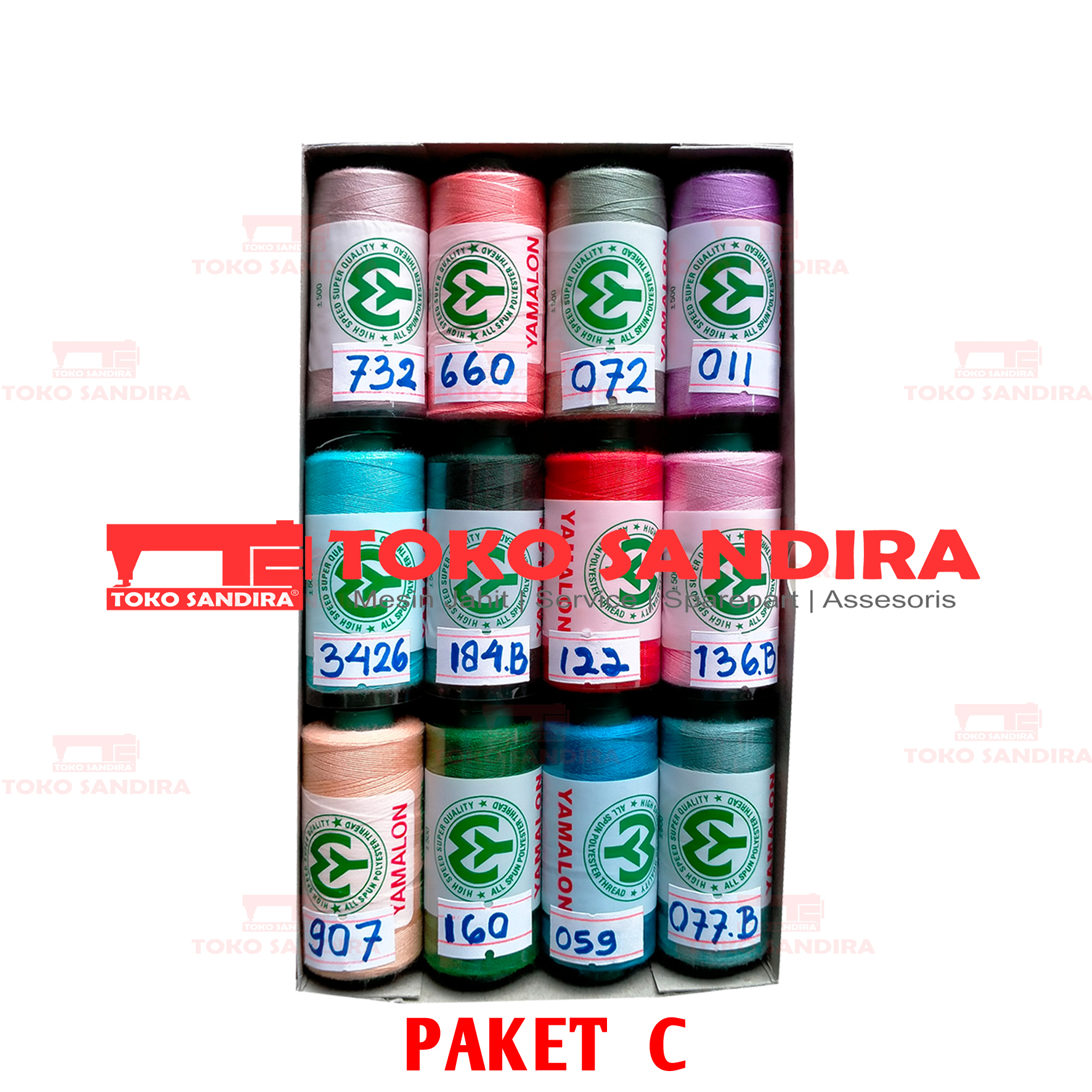 12 PCS BENANG JAHIT YAMALON/BENANG JAHIT MURAH/BENANG JAHIT KOMPLIT 40/2 500 YARD/toko alat jahit/kebutuhan menjahit/toko perlengkapan menjahit/alat jahit lengkap