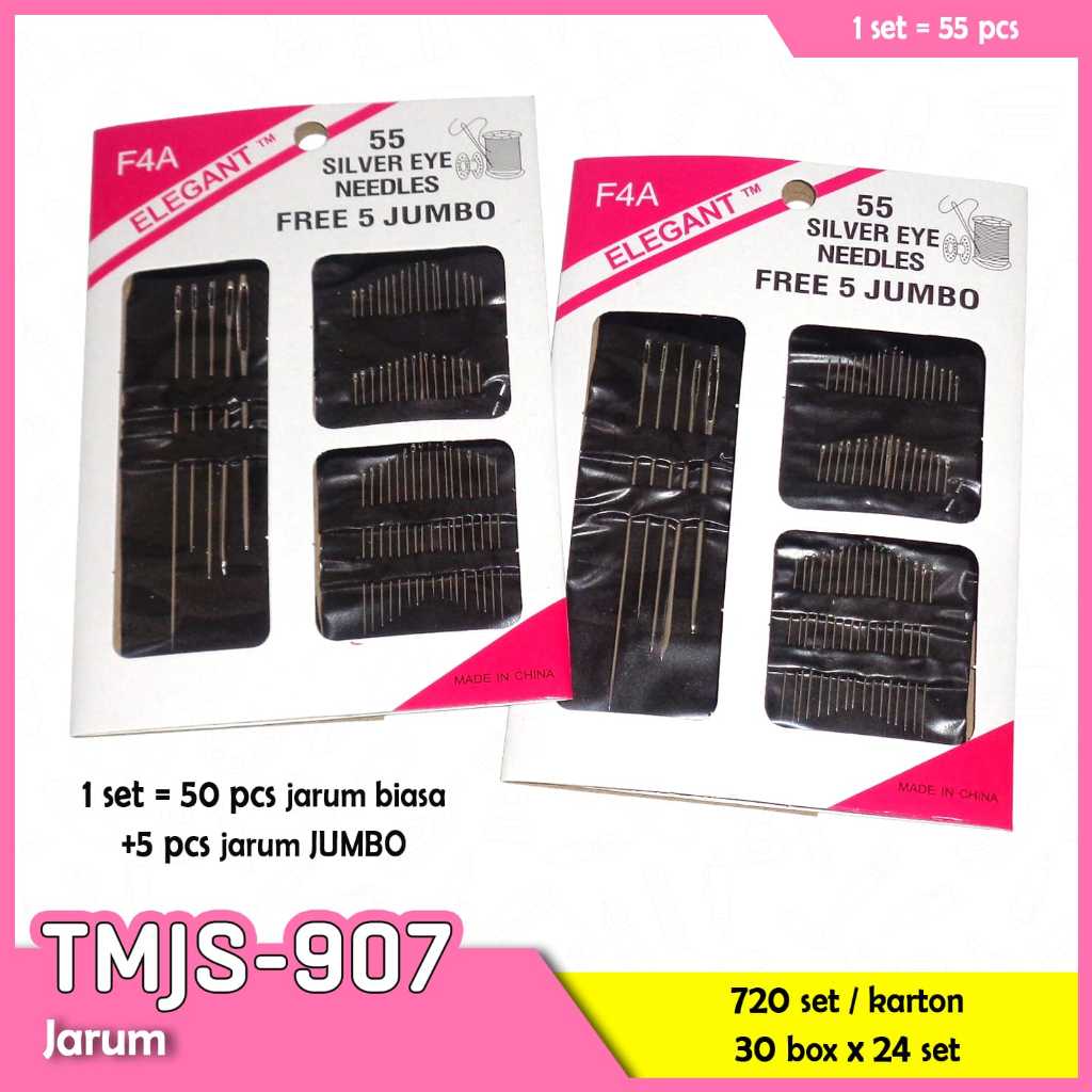 1 Set (55 pcs) Jarum jahit multi size / Jarum tangan jahit / Anti karat / Silver eye needless / Bayar d Tempat / Keep blessing