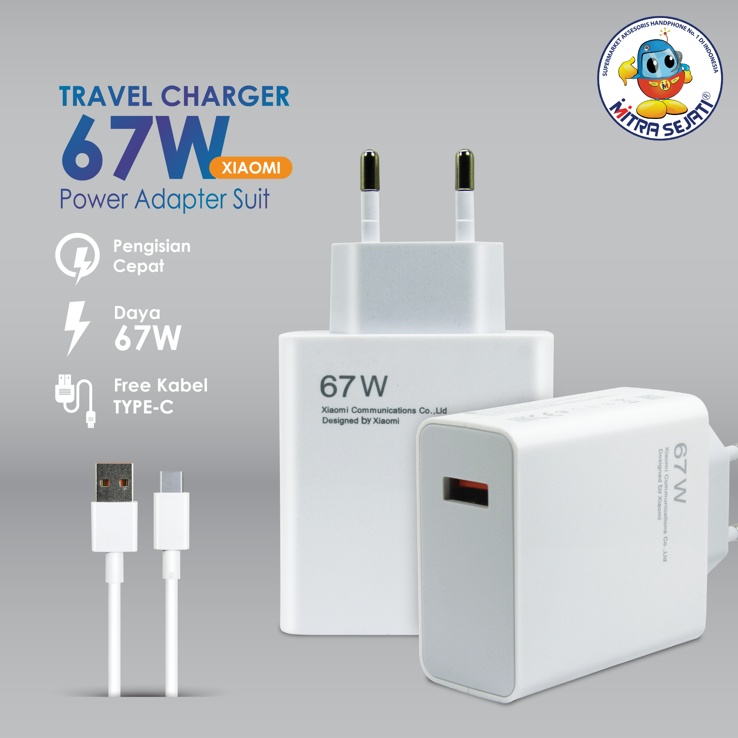 Travel Charger 67W Xiaomi Fast Charging USB Type-C