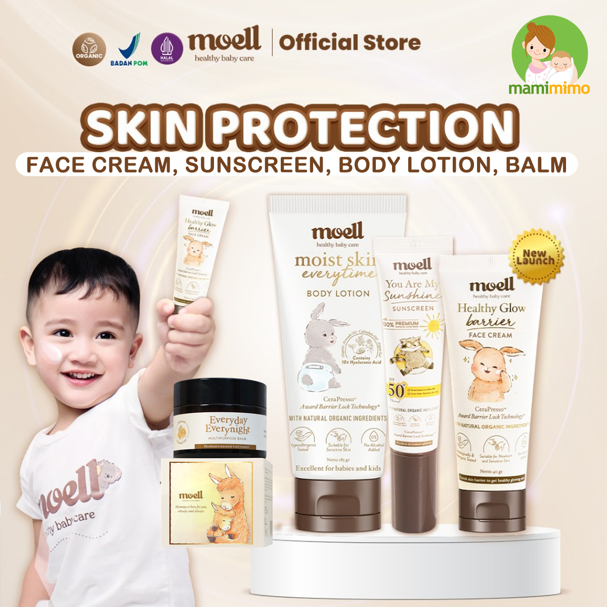 Moell Paket Perawatan New Born Baby Skincare Protection Hair Care Penumbuh Rambut Perlengkapan Mandi