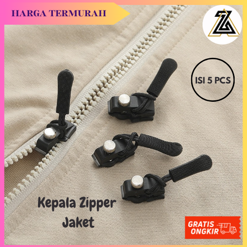 AKEZ Zipper Jaket Stainless / Kepala Zipper Jaket Universal ISI 5 PCS / Kepala Risleting Universal