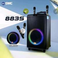 GMC Speaker 883S Bluetooth Karaoke 12” 175W – Bass Bulet Kayu Premium Dynamic LED | Bonus 2 Mic Wireless + Remote