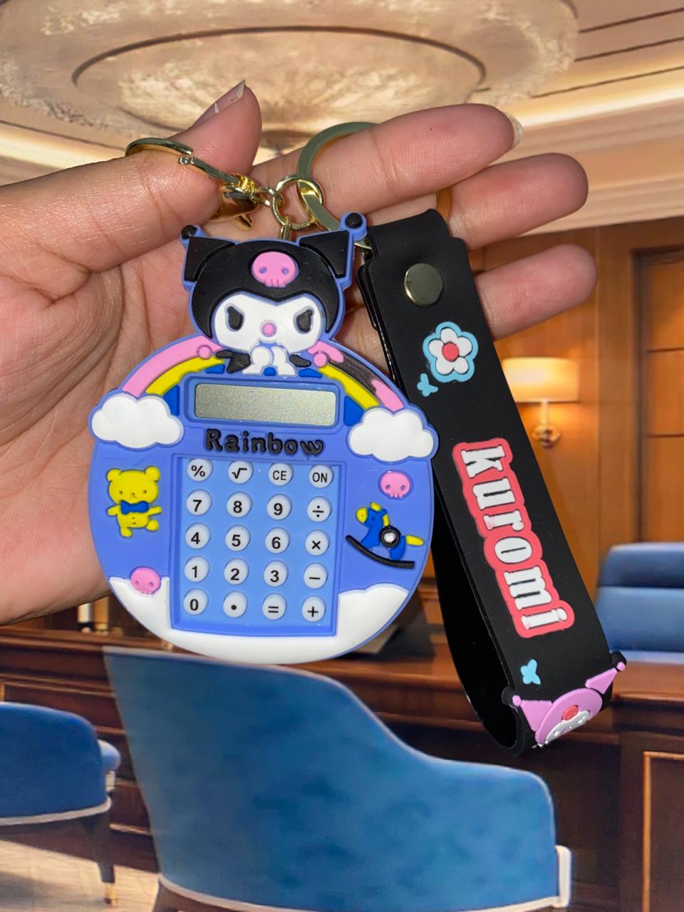 GKC2 Gantungan Kunci Kalkulator Karakter Kuromi Lucu Bahan Karet Ganci Tas